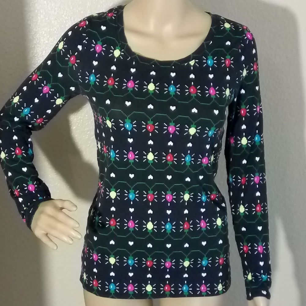 🌕 64 Bit Christmas Lights Stretch Long Sleeve Top